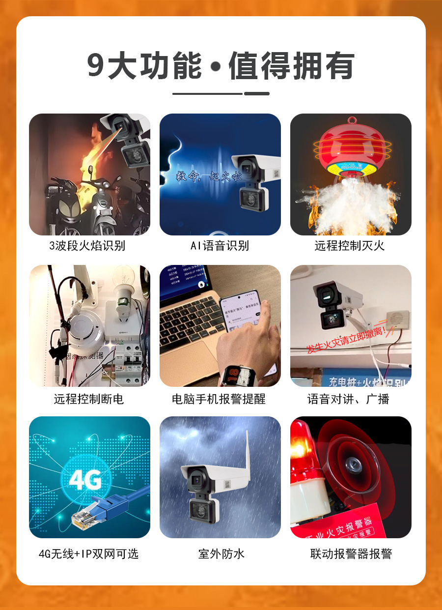 三波段火焰識別自動報警攝像頭火災報警器
