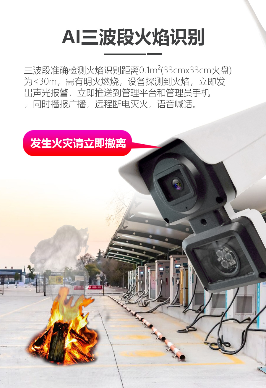 三波段火焰識別自動報警攝像頭火災報警器